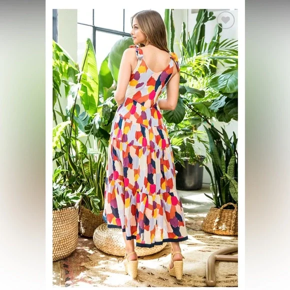 THML Colorful Sleeveless Maxi Dress size Small - Picture 2 of 4